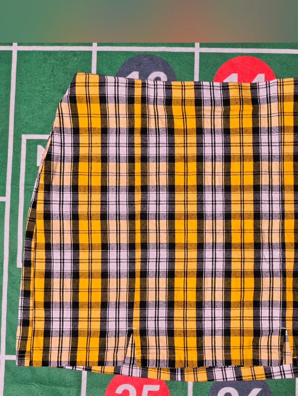 Hollister Yellow Plaid Mini Skirt Women's L Ultra High Rise Preppy Y2K
